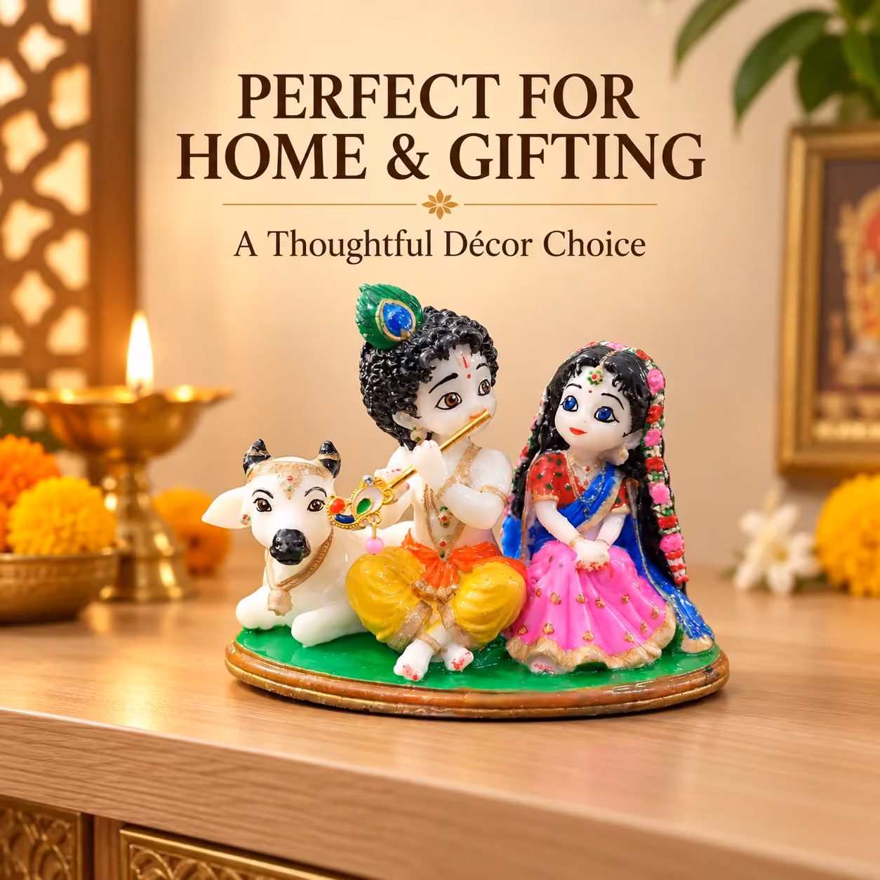 Radha Krishna with Cow image 2