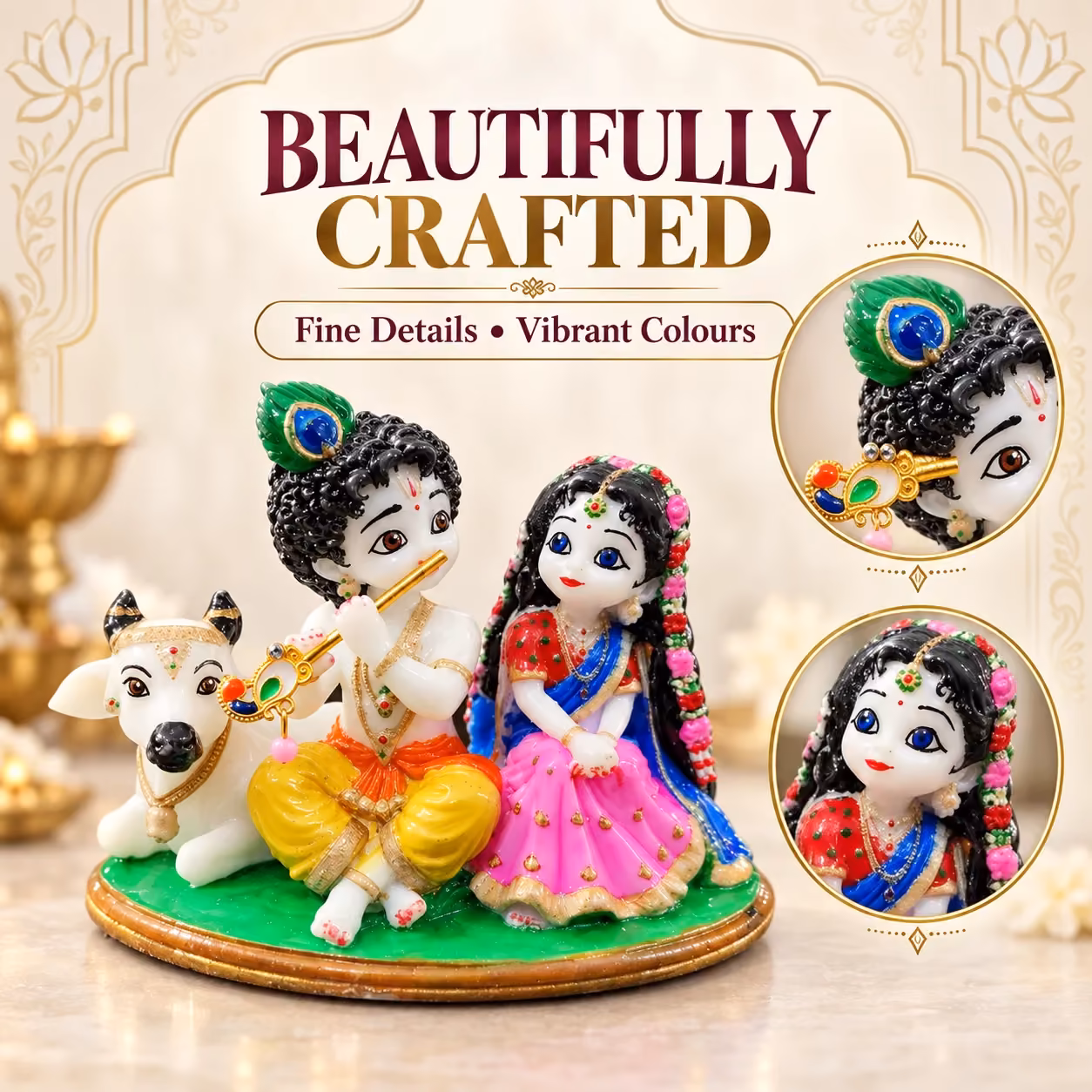 Radha Krishna with Cow image 3
