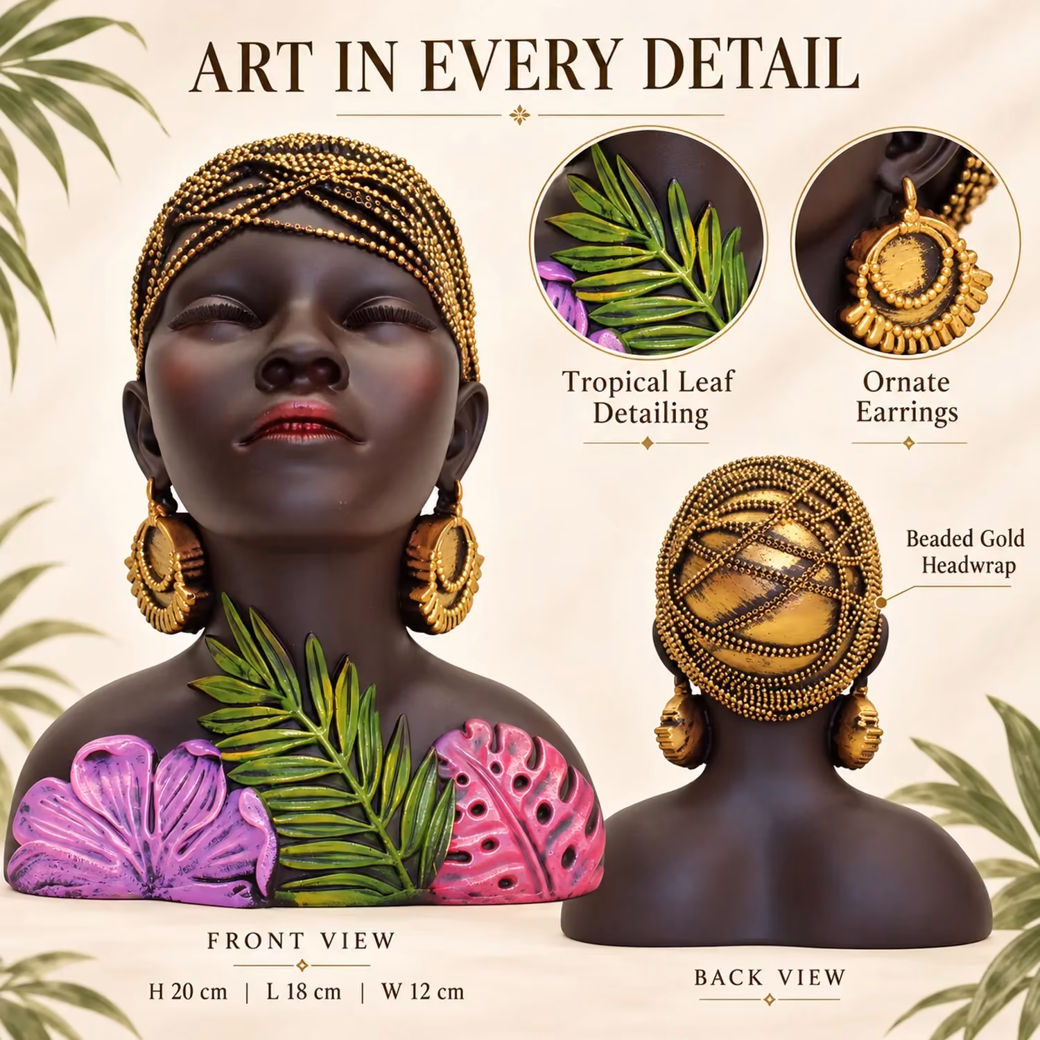 African Lady Bust 20cm image 4