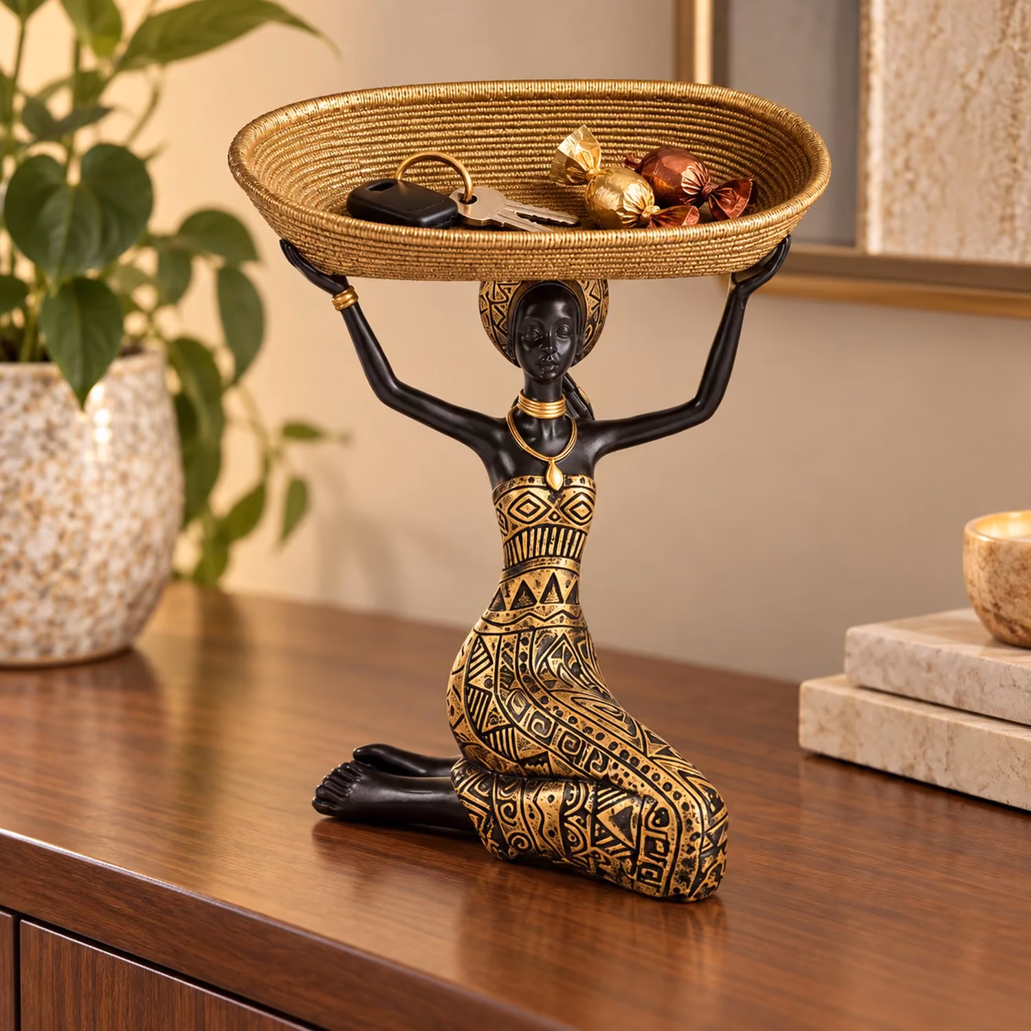 African Lady Basket Tray Organiser image 2