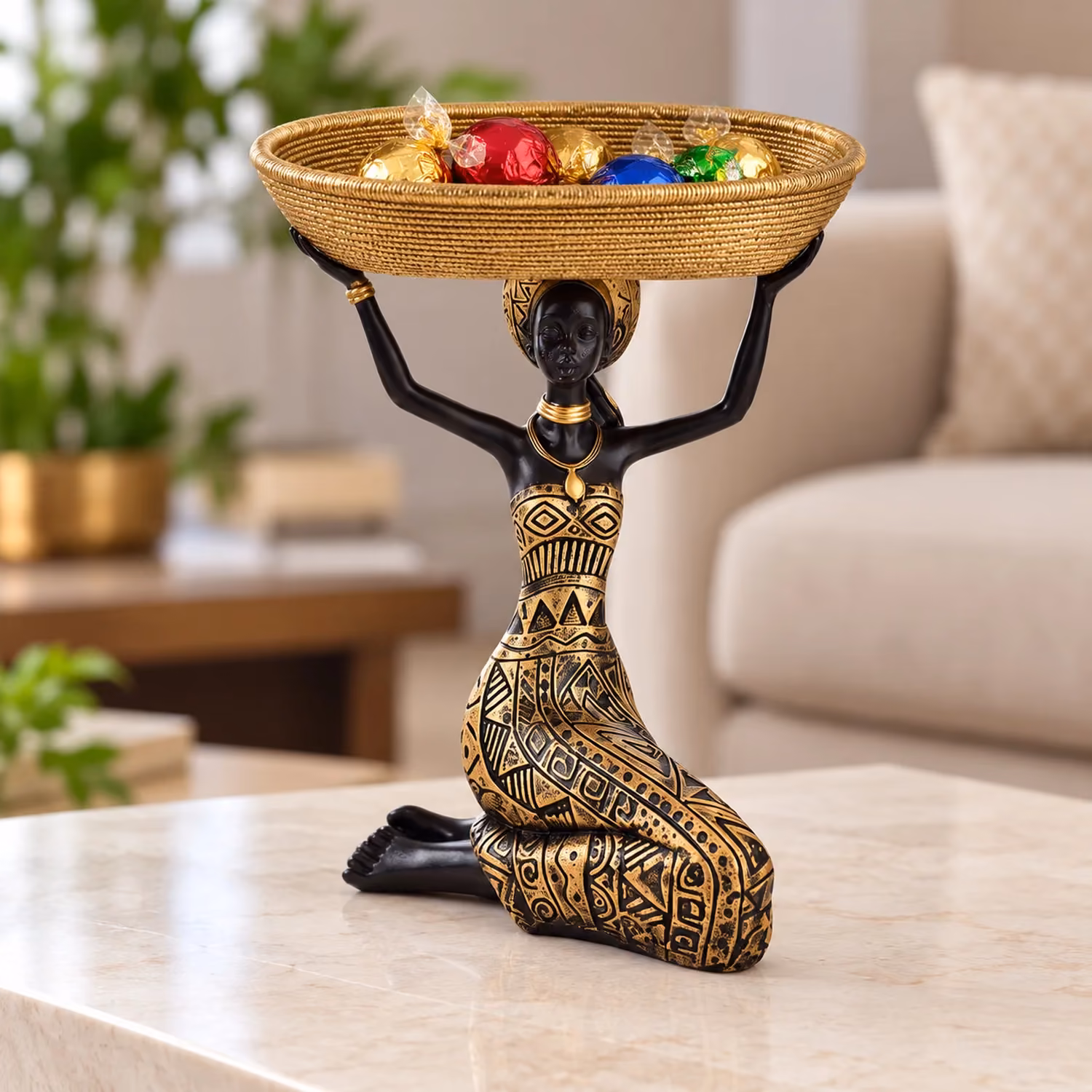 African Lady Basket Tray Organiser image 4