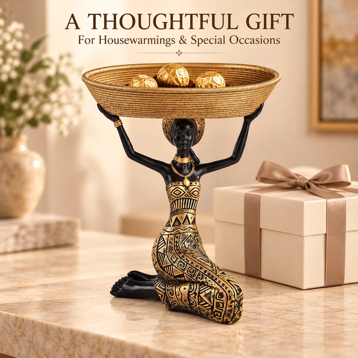 African Lady Basket Tray Organiser image 5
