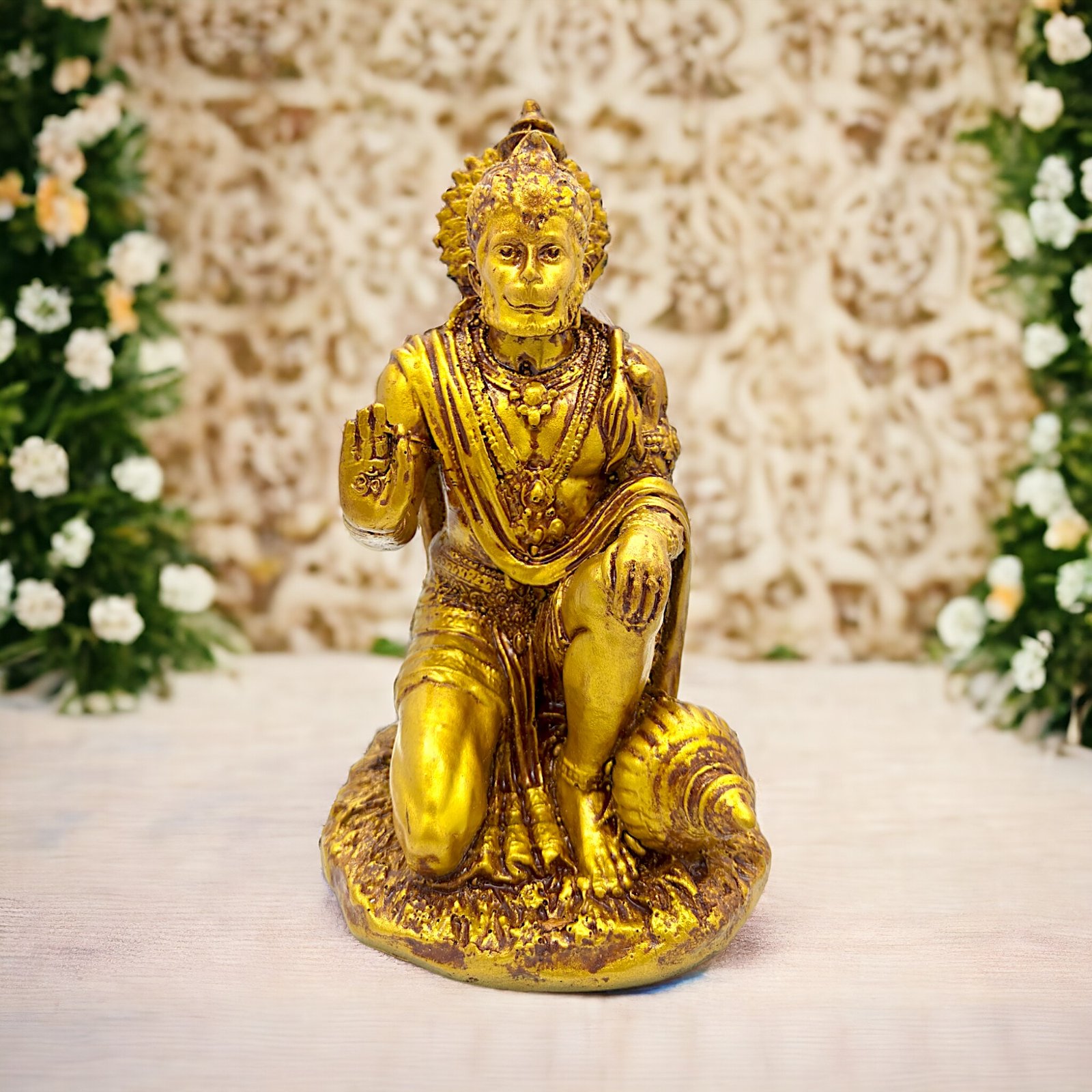 Hanuman Ji Murti Sitting Decorative Showpiece Idol (7 X 4 X 4 Inch)