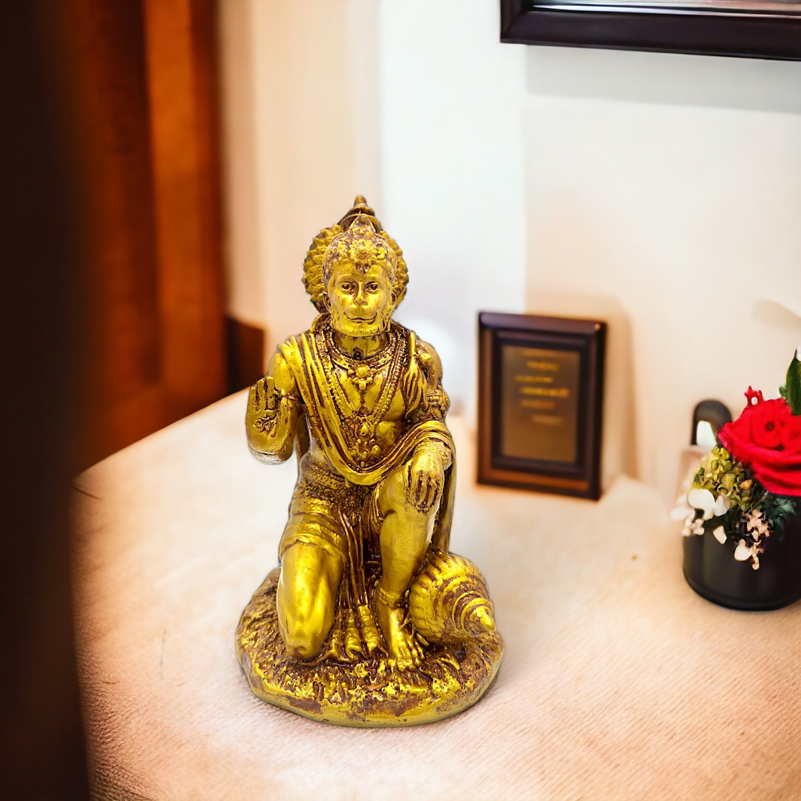 Hanuman Ji Murti Sitting Decorative Showpiece Idol (7 X 4 X 4 Inch)