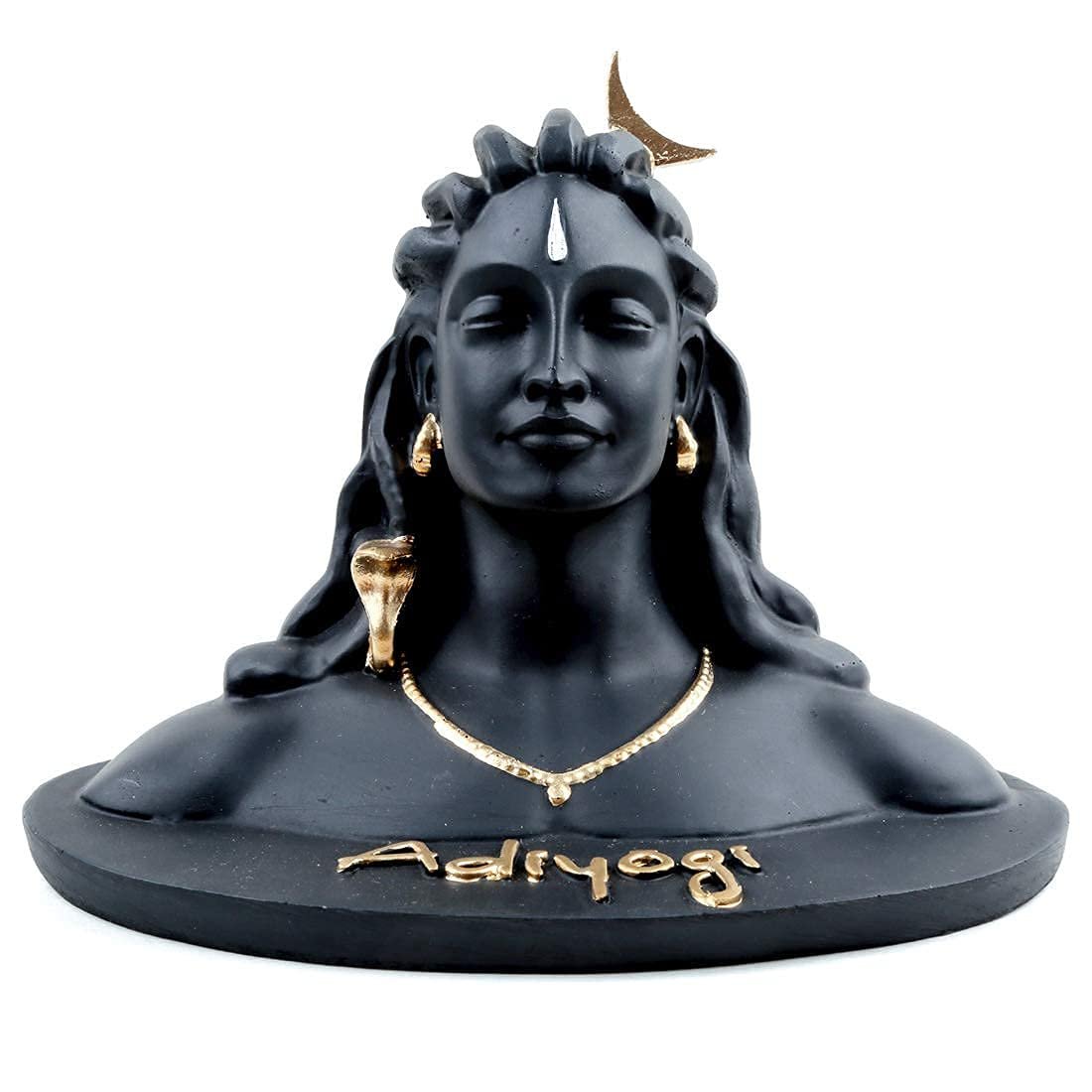 Black Adiyogi Shiv Idol (Resin, 6x4.5x4 Inch)
