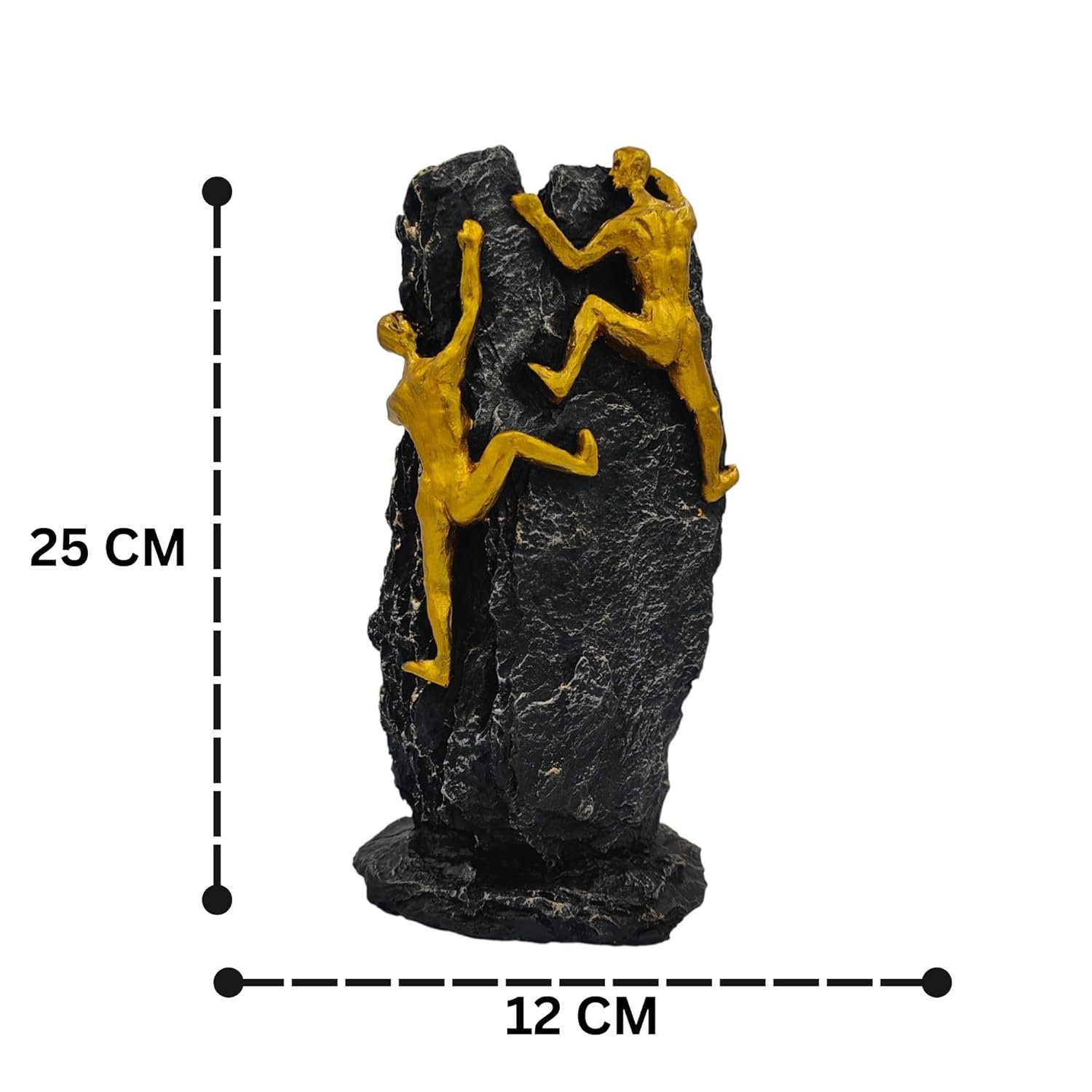 Black & Gold Mountain Climbing Men Statue (Polyresin, 25x12 cm)