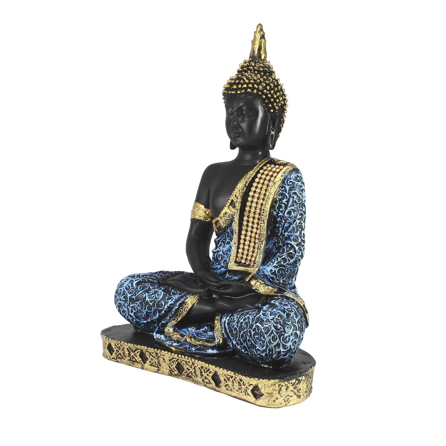 Blue Sitting Buddha Idol (Polyresin, 26 cm)