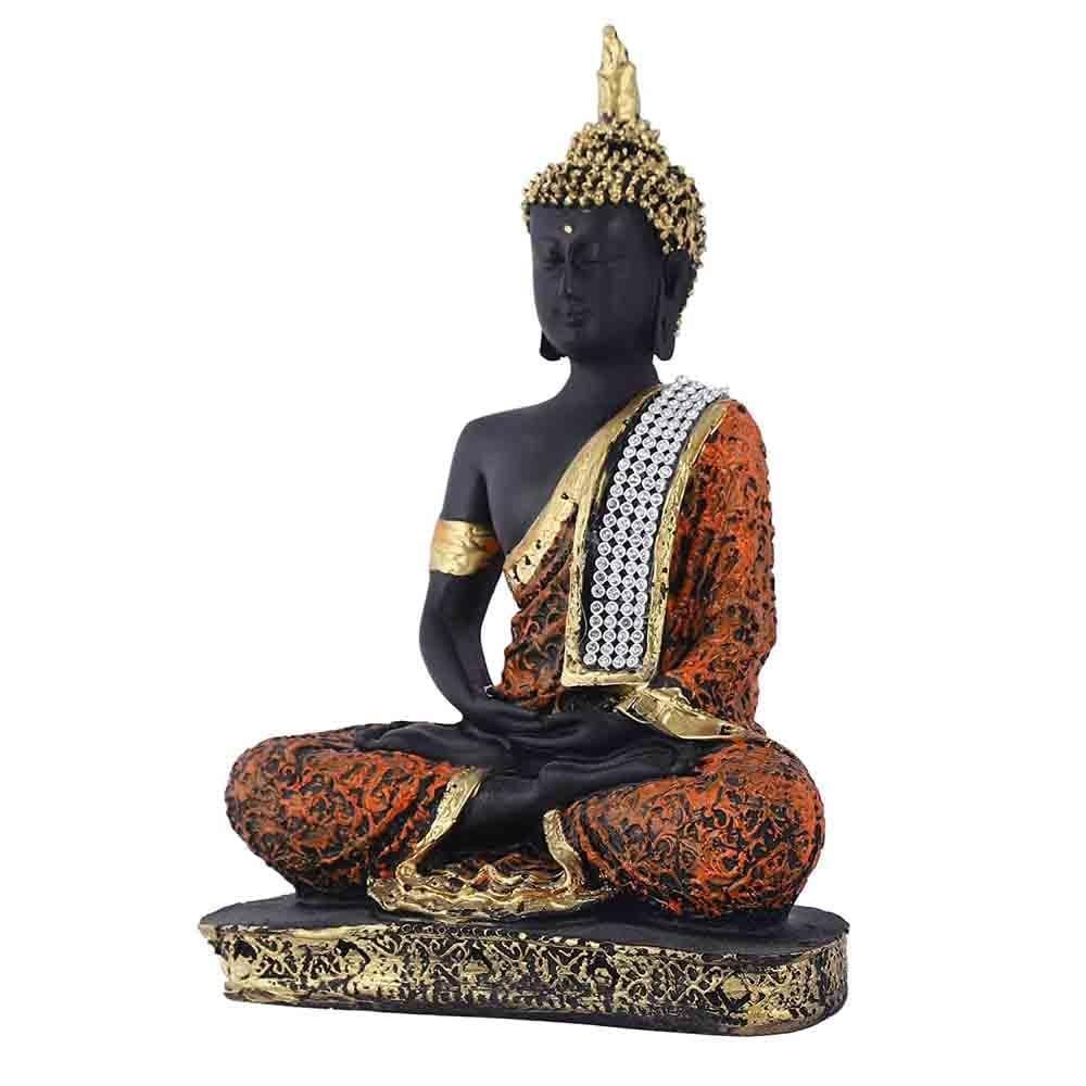 Orange Sitting Buddha Idol ( 26 cm)