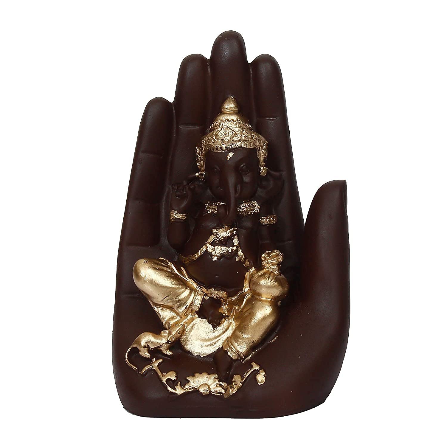 Brown Palm Lord Ganesha Idol polyresin (6x3x4 Inch)
