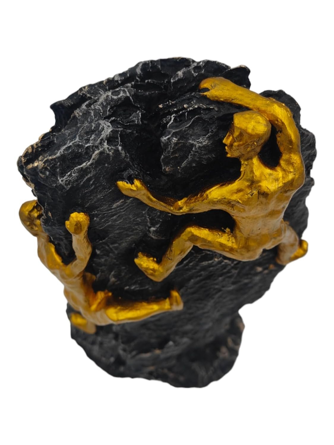 Black & Gold Mountain Climbing Men Statue (Polyresin, 25x12 cm)