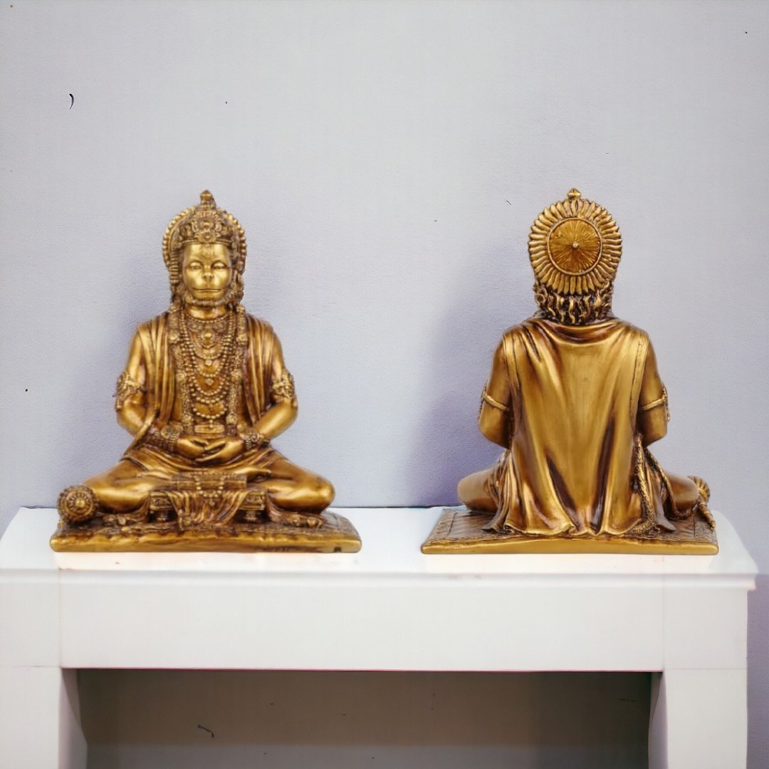 Gold Resin Lord Hanuman Ji Idol (8 Inch)