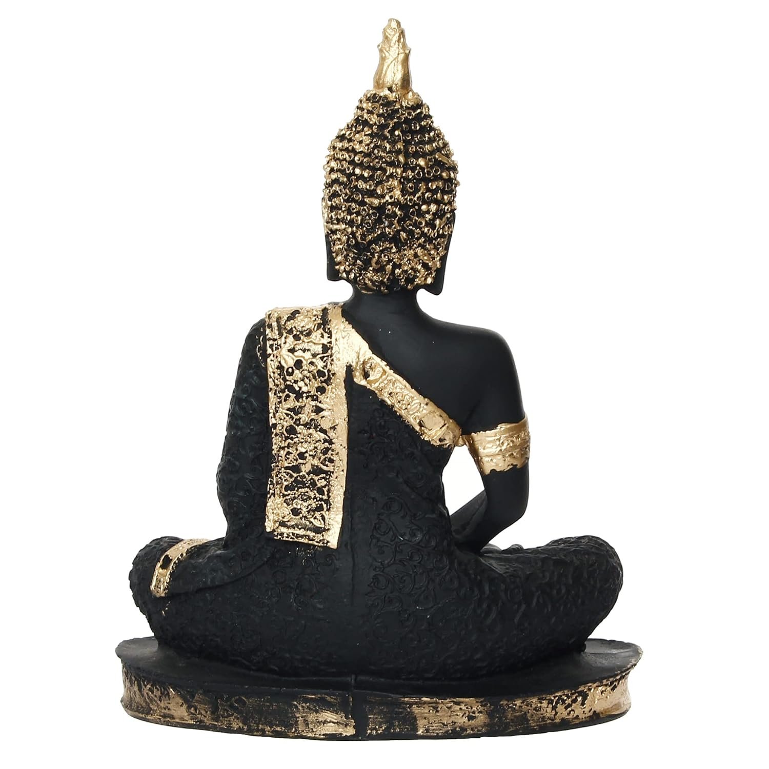 Black Polyresin Sitting Buddha Idol Showpiece For Home Decor (26 cm)