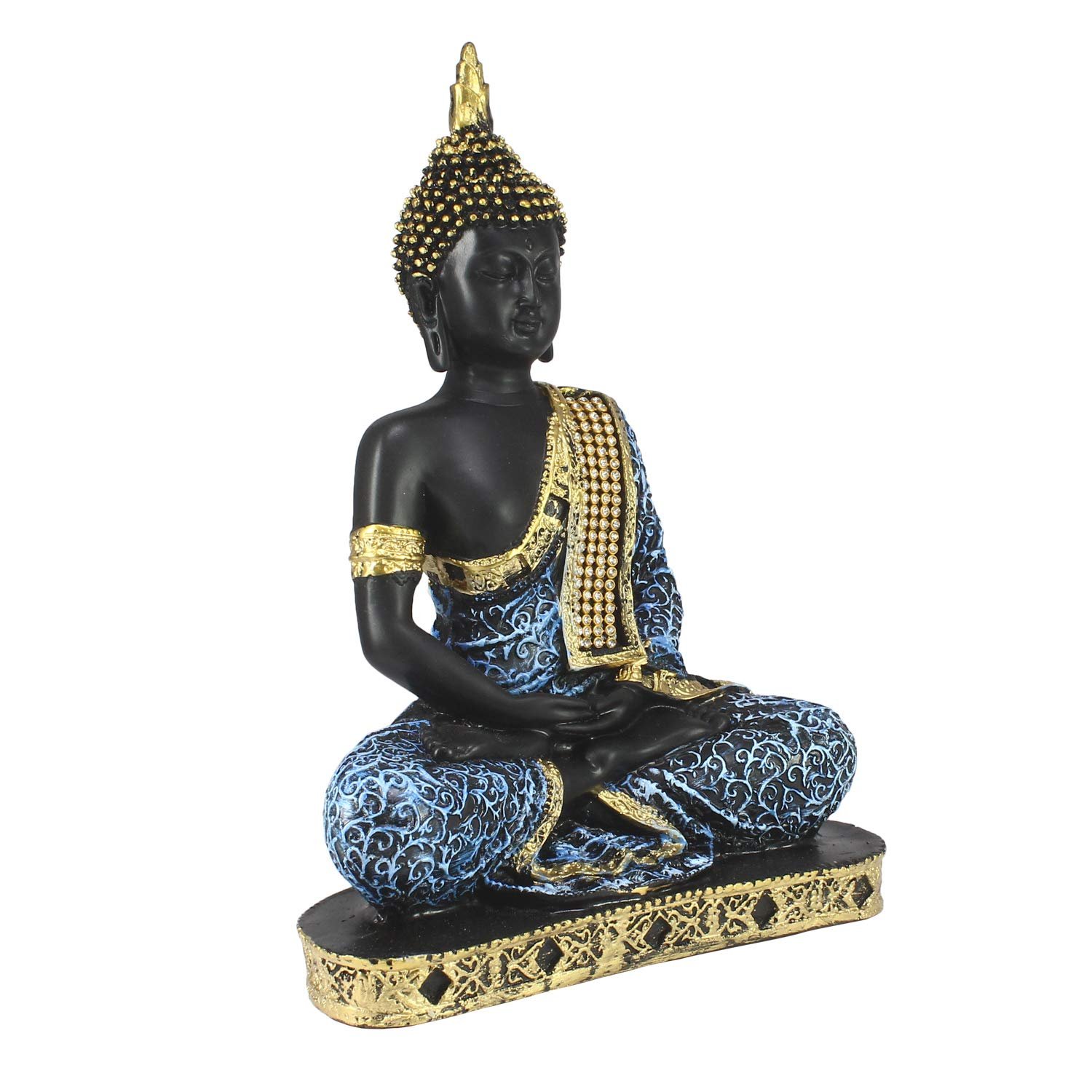 Blue Sitting Buddha Idol (Polyresin, 26 cm)