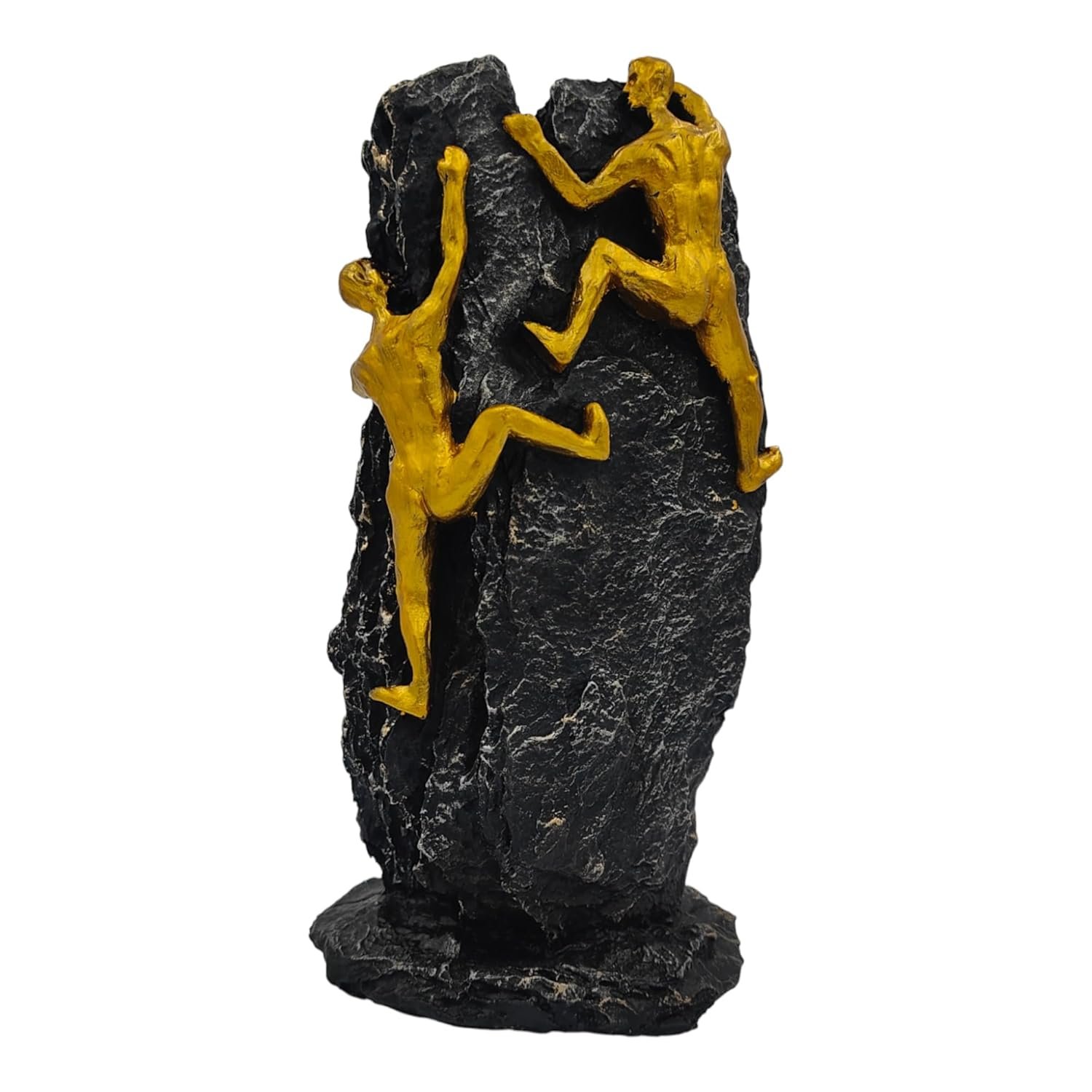 Black & Gold Mountain Climbing Men Statue (Polyresin, 25x12 cm)