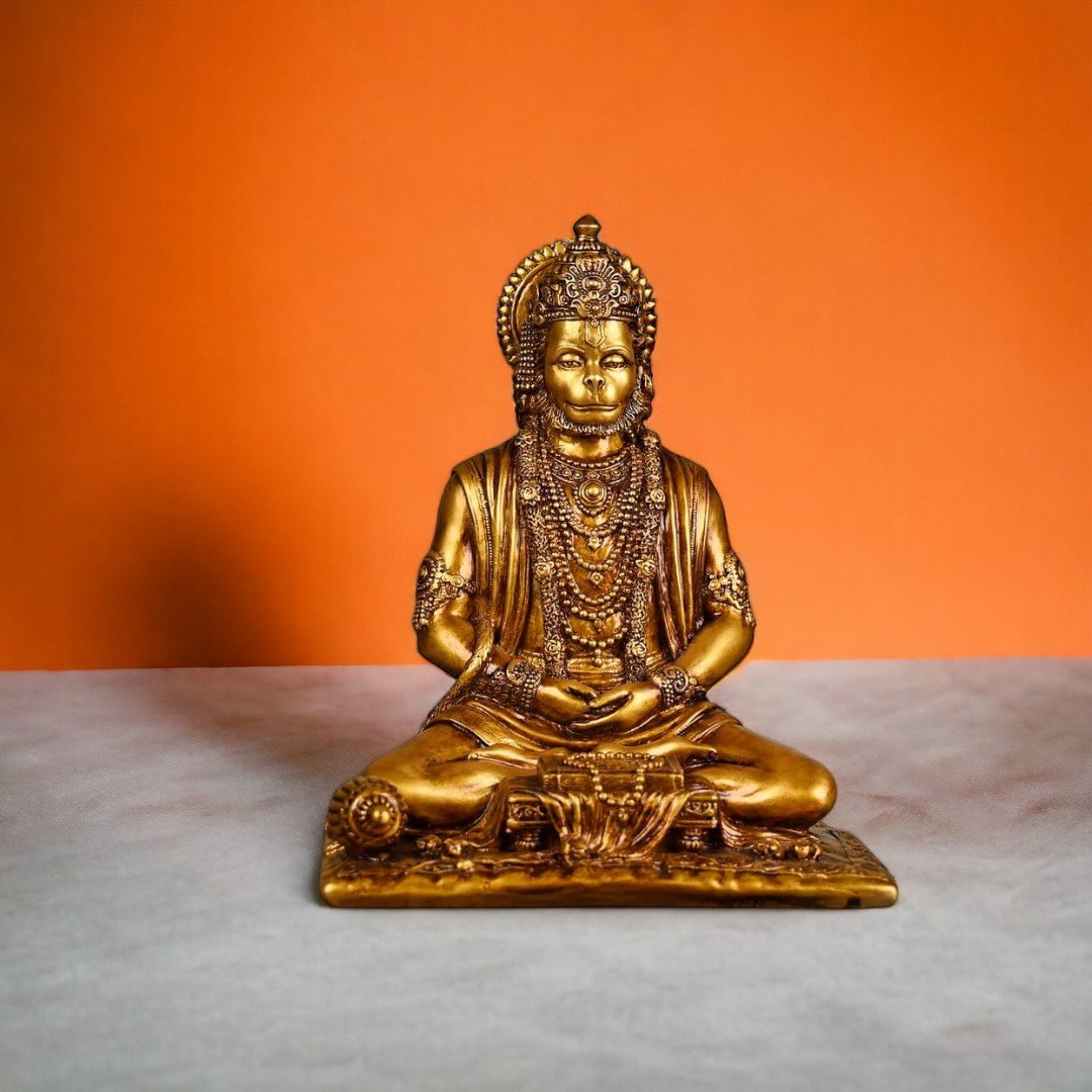 Gold Resin Lord Hanuman Ji Idol (8 Inch)