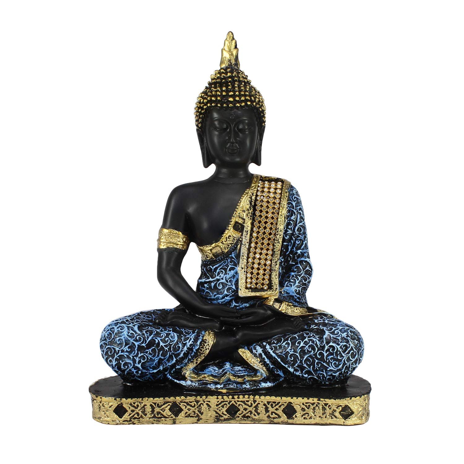Blue Sitting Buddha Idol (Polyresin, 26 cm)