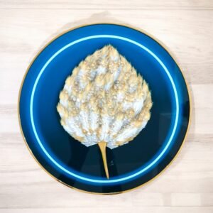 Blue & Gold Paintings Feather Modern Art Frame (30 X 30 cm)