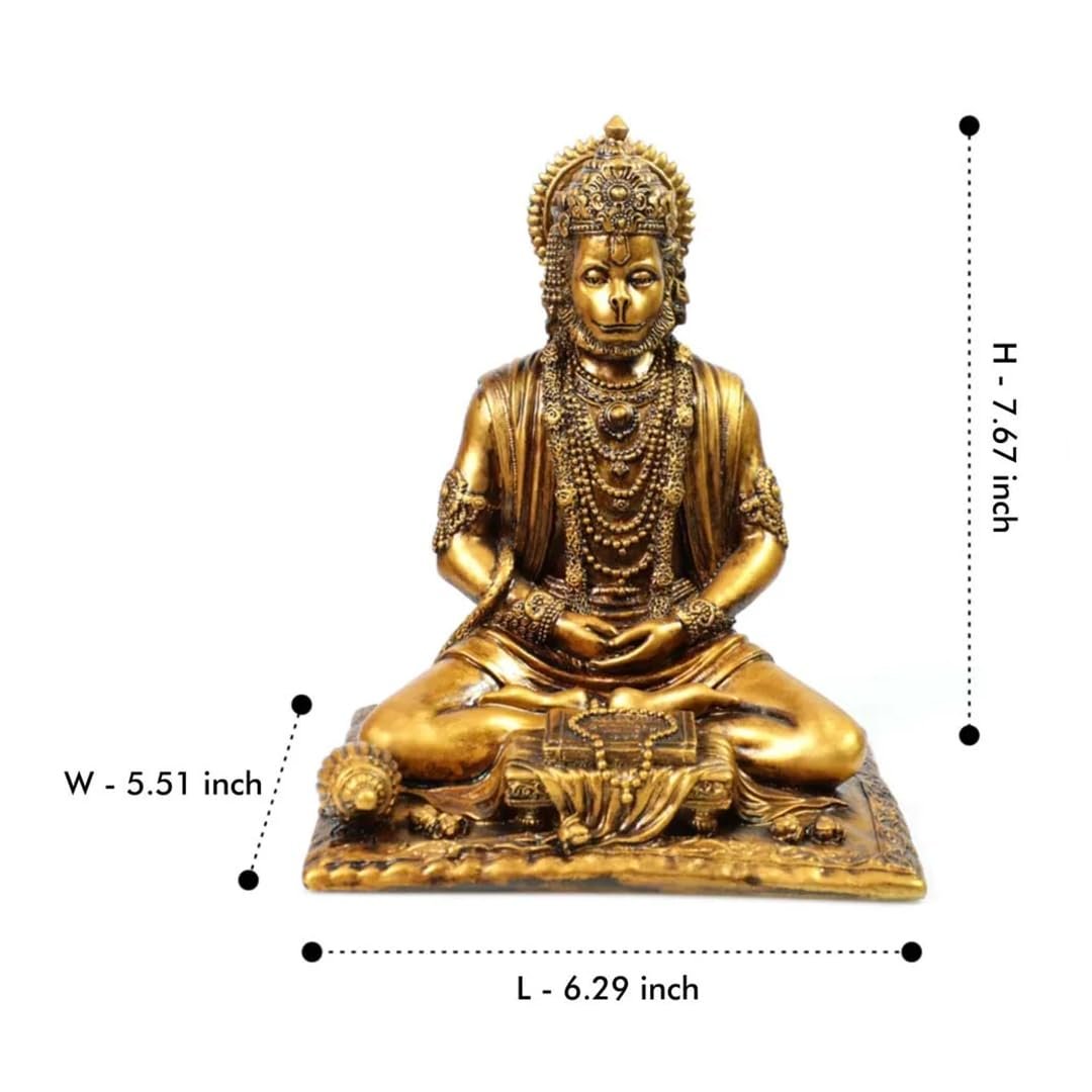 Gold Resin Lord Hanuman Ji Idol (8 Inch)