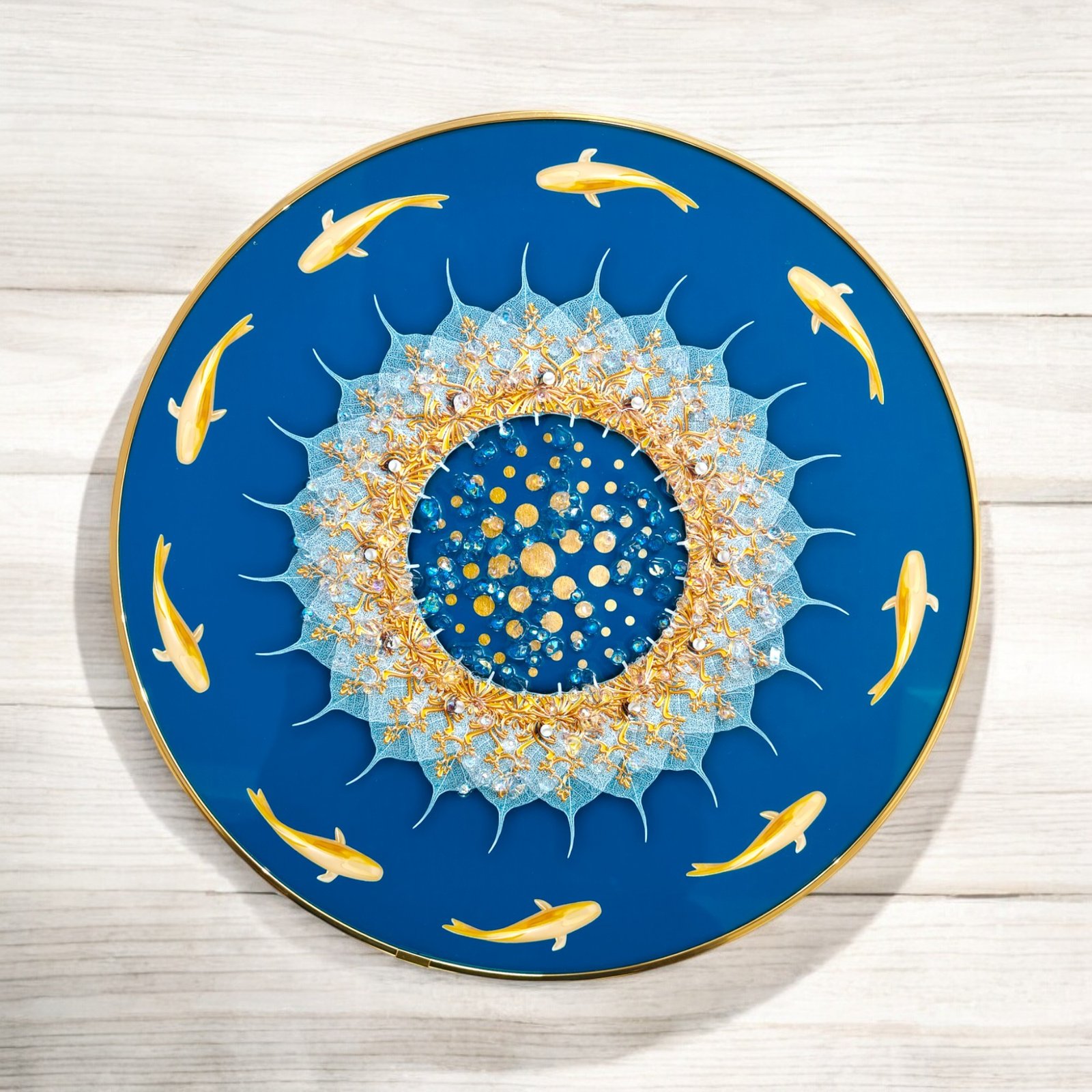 Blue Acrylic Abstract Dolphin Painting (30 X 30 cm)