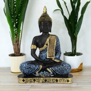 Blue Sitting Buddha Idol (Polyresin, 26 cm)