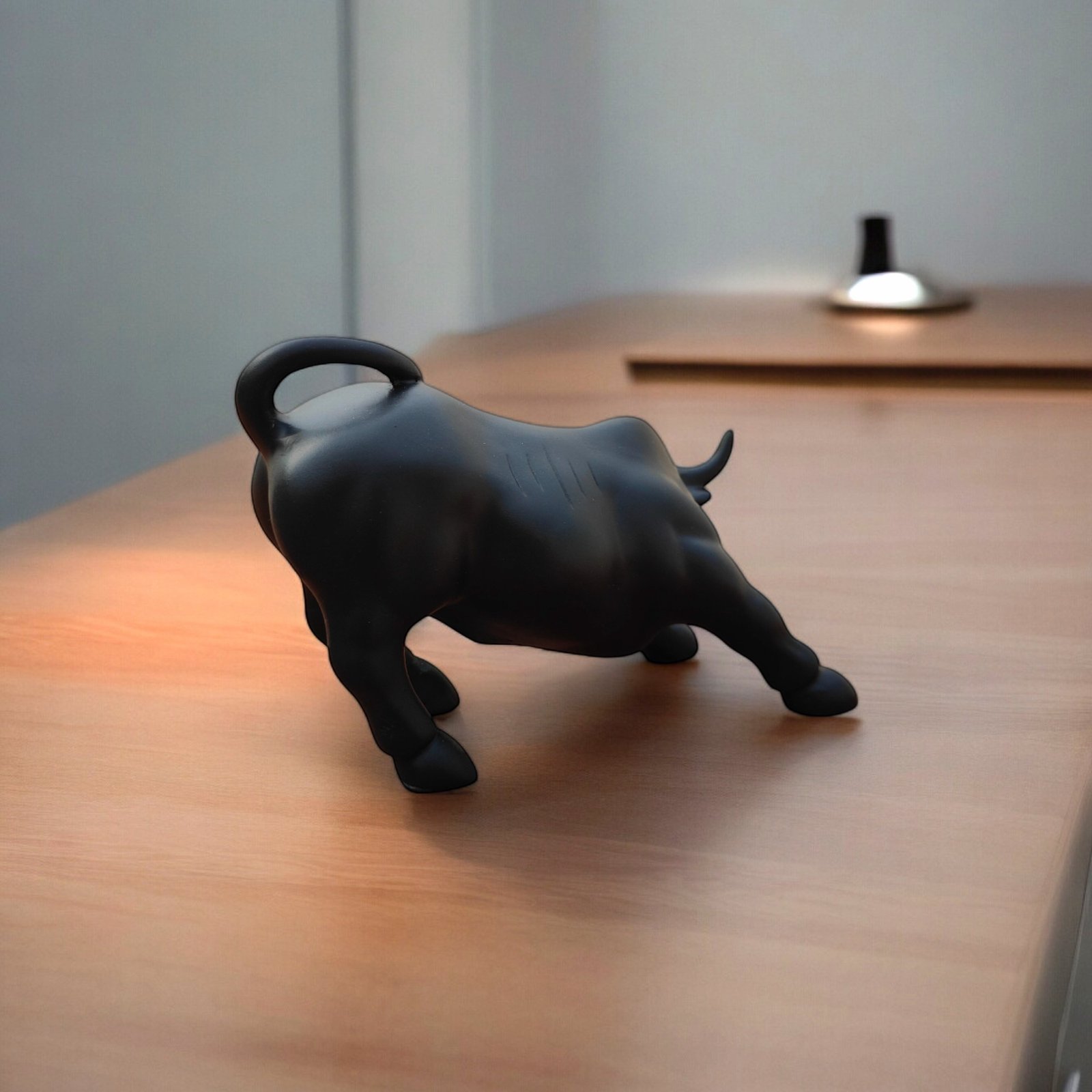 Black Geometric Stock Market Bull Showpiece ( 4 Inch)
