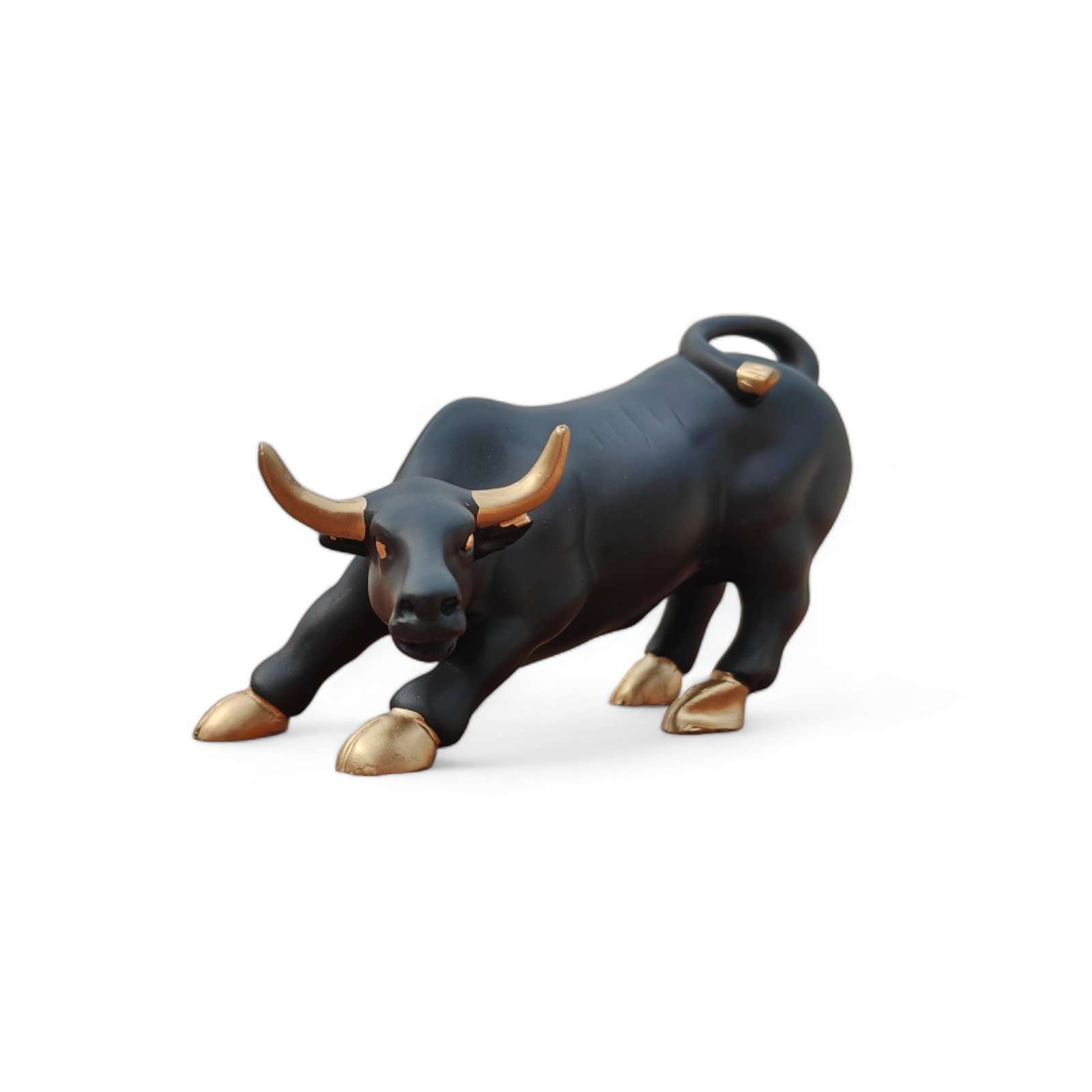 Black & Gold Geometric Stock Market Bull (4 Inch)
