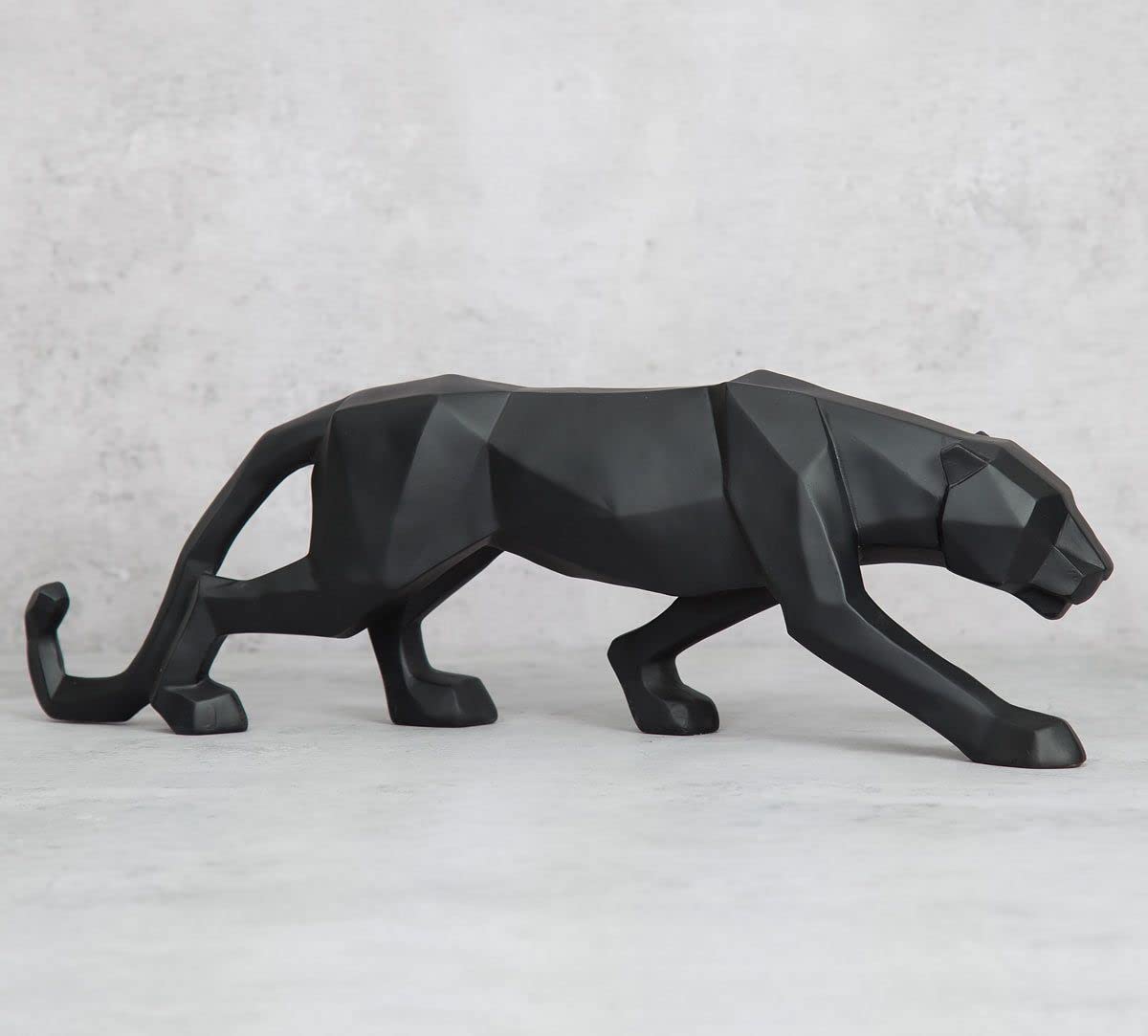 Black Panther Statue Geometric Resin Jaguar Sculpture Wildlife Decor Gift Craft Home Decor (26.6 X 9 X 6.2 cm)