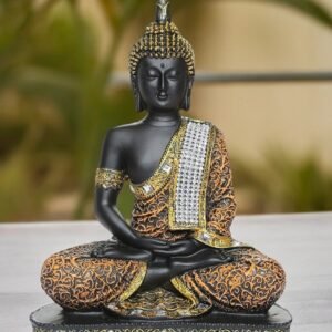Orange Sitting Buddha Idol ( 26 cm)