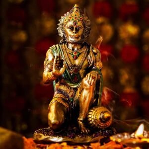 Hanuman Ji Murti Sitting Decorative Showpiece Idol (7 X 4 X 4 Inch)