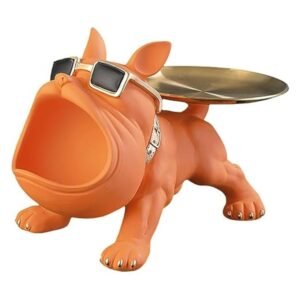 Orange Bulldog with Storage Tray (19.5 X 17 X 30 cm)