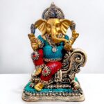 Multicolor Ganesha on Sofa Idol (Resin, 8.5 Inch)