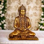 Gold Resin Lord Hanuman Ji Idol Decorative Showpiece Statue For Home Office Decor Murti Bajrangbali Idols Murti For Pooja (8 Inch)