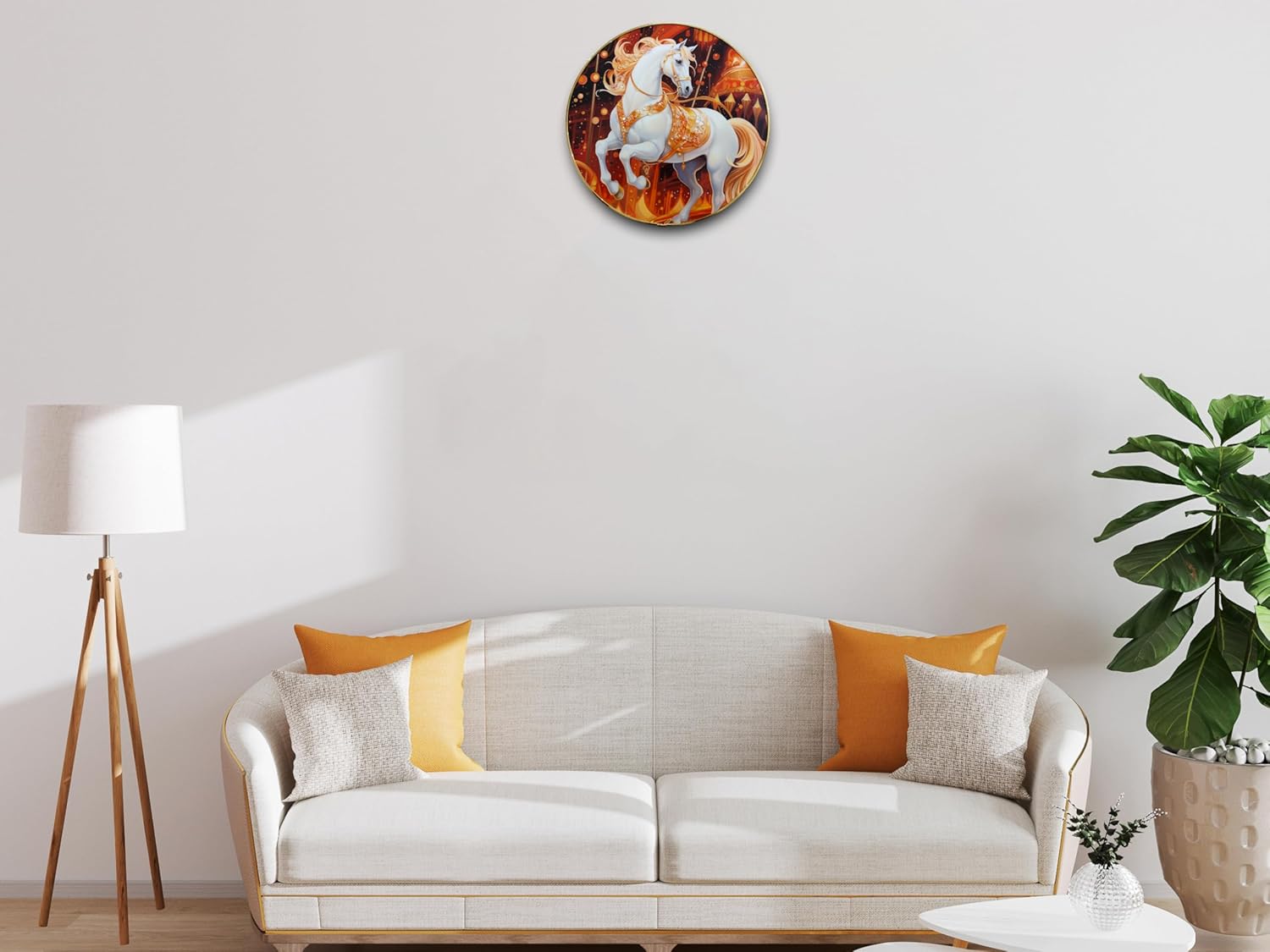 Multicolor 5D Metal Ring Framed Acrylic Abstract Horse Print Painting For Home, Office, Living Room, Porch Wall Decor In Home (30 X 30 cm)