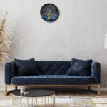 Multicolor Paintings Tree Abstract Modern Art Crystal Embedded High Gloss Mirror Finished Surface Golden Slim Frame (30 X 30 cm)