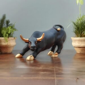Black & Gold Geometric Stock Market Bull (4 Inch)