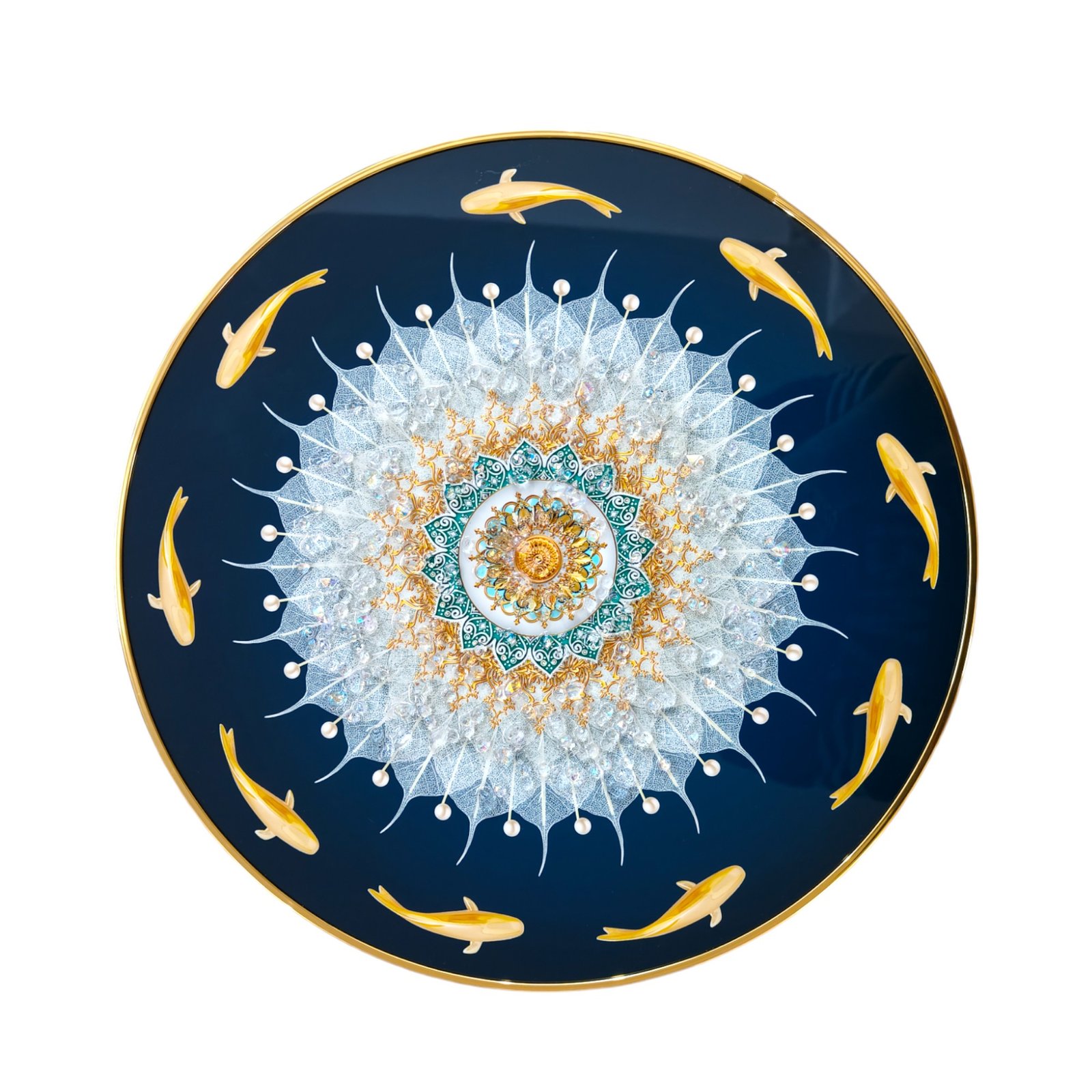 Black Metal Ring Framed Dolphin Acrylic Print (30x30 cm)