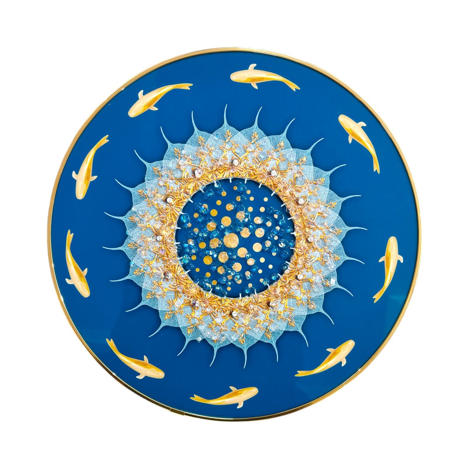 Blue Acrylic Abstract Dolphin Painting (30 X 30 cm)