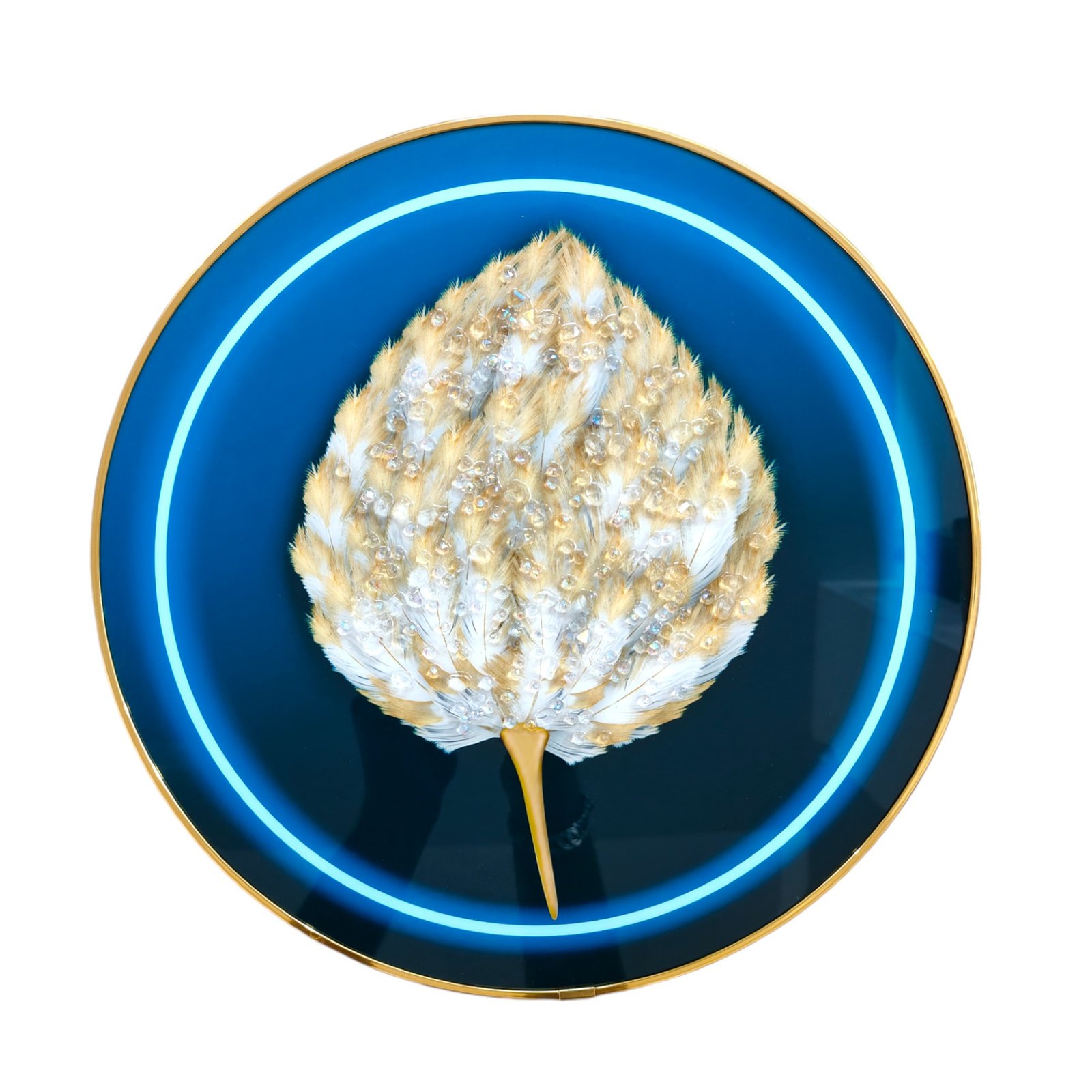 Blue & Gold Paintings Feather Modern Art Frame (30 X 30 cm)