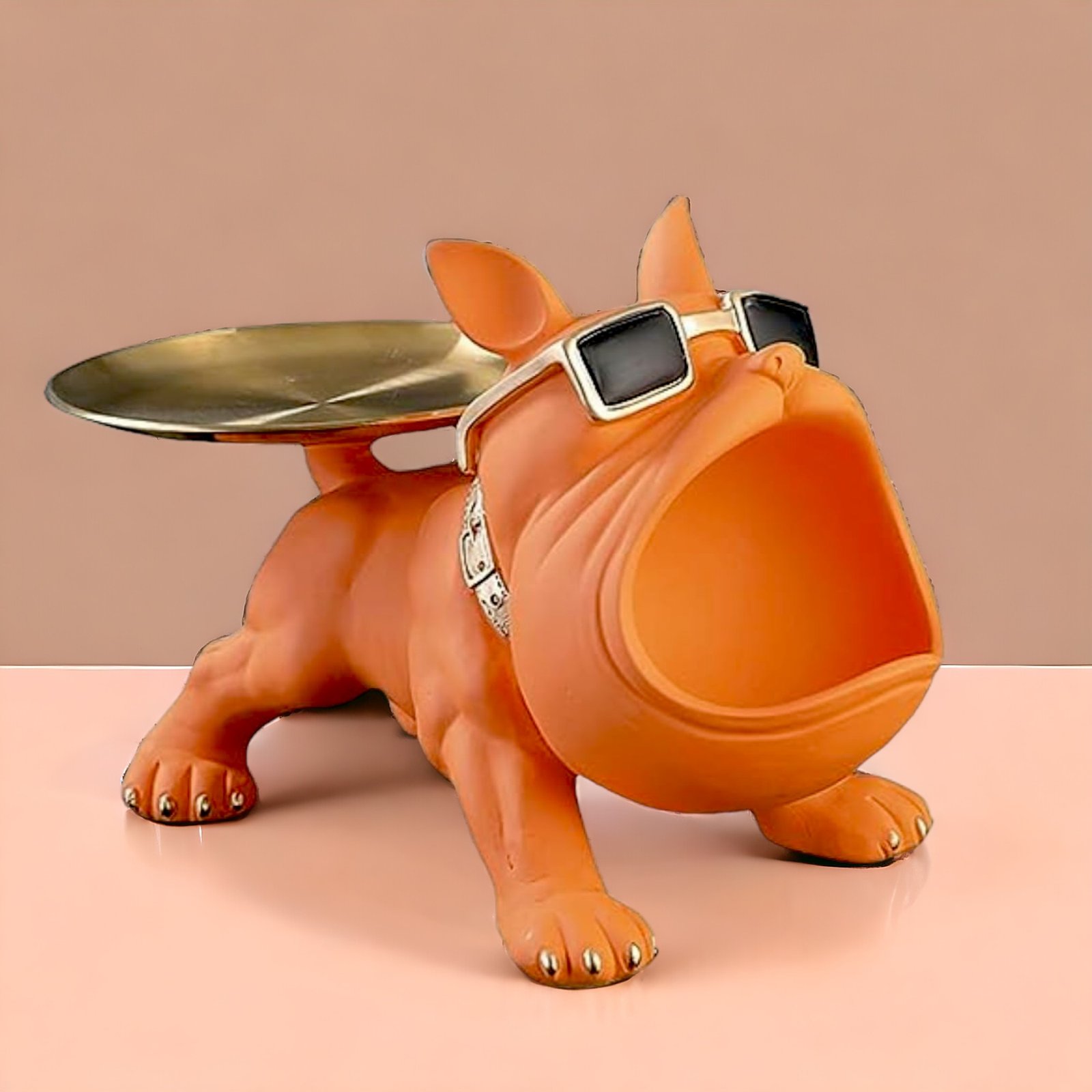 Orange Bulldog with Storage Tray (19.5 X 17 X 30 cm)