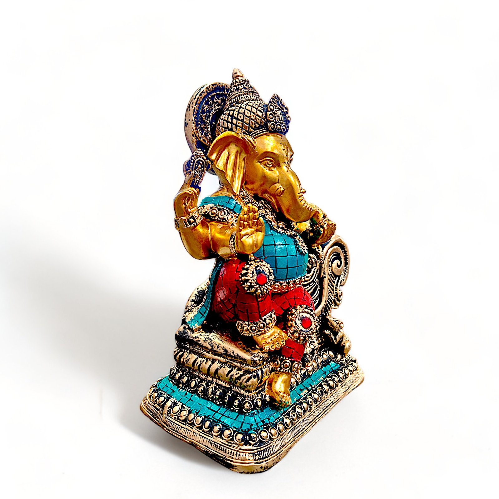 Multicolor Ganesha on Sofa Idol (Resin, 8.5 Inch)