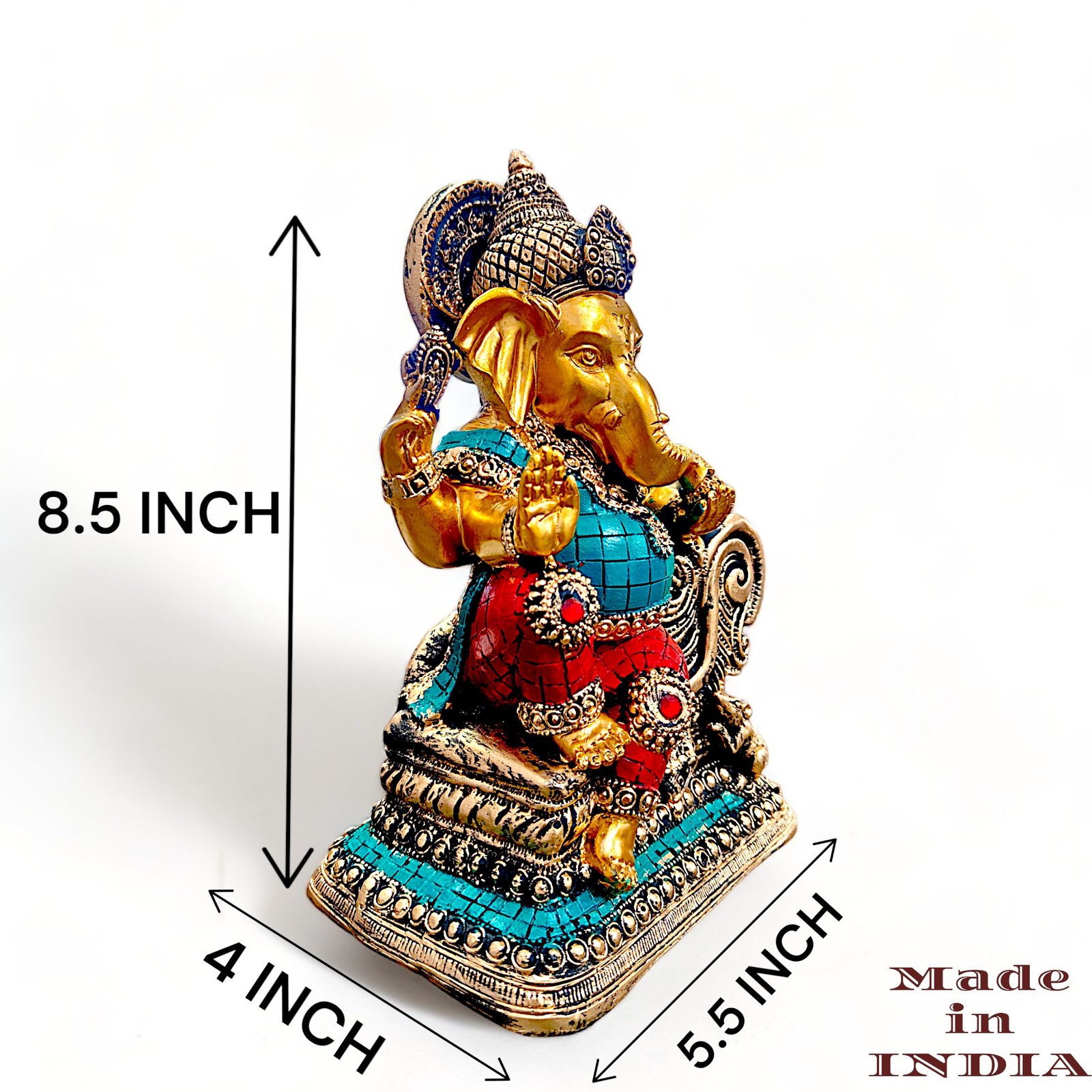 Multicolor Ganesha on Sofa Idol (Resin, 8.5 Inch)