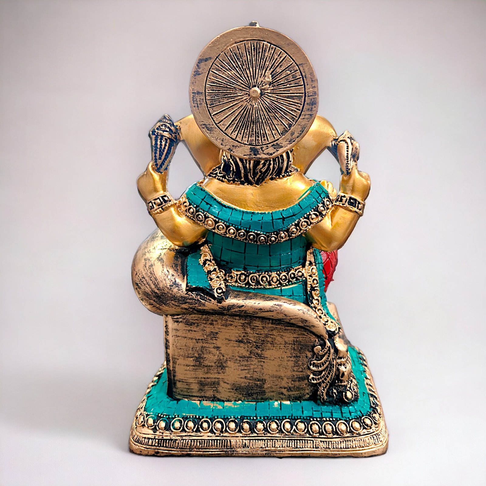 Multicolor Ganesha on Sofa Idol (Resin, 8.5 Inch)