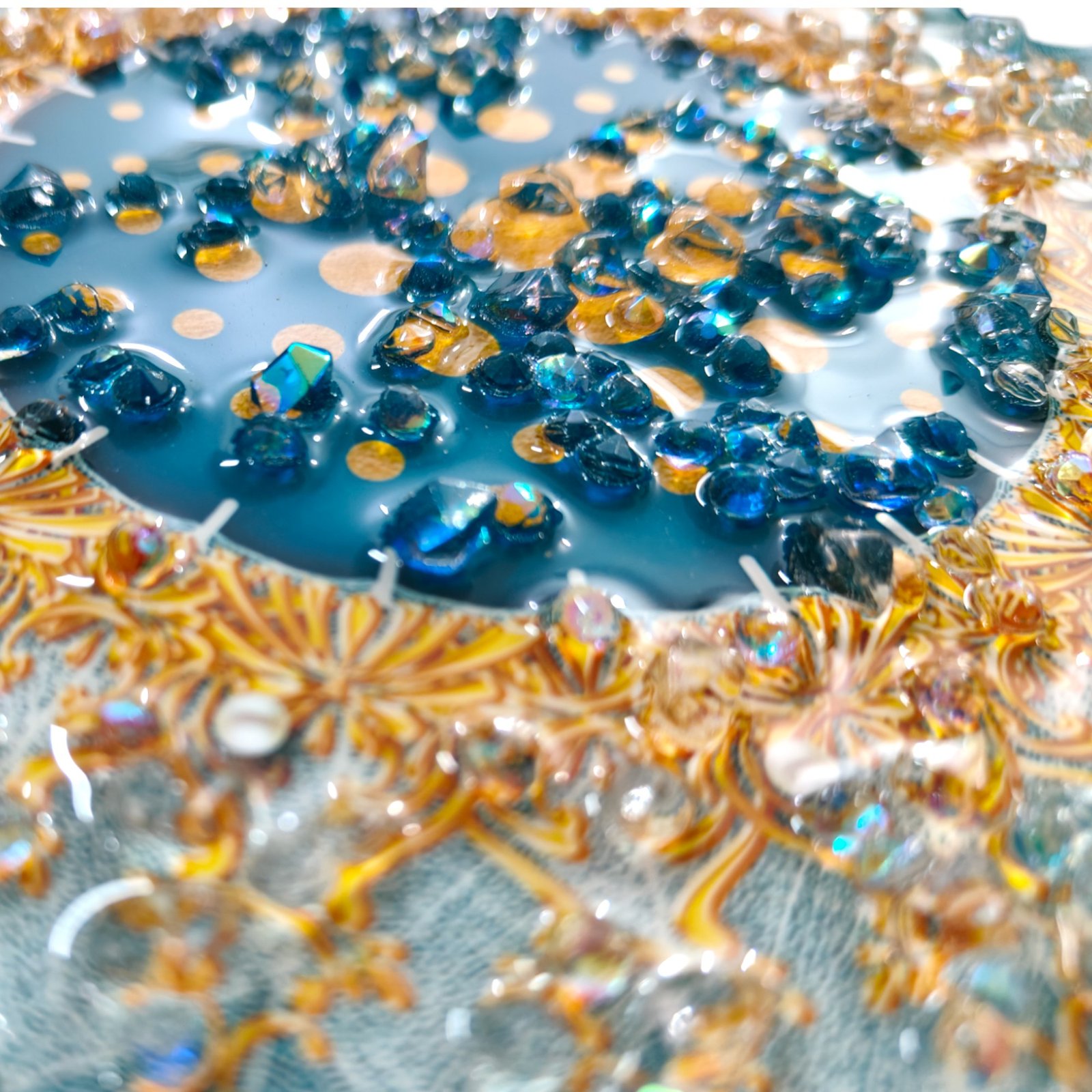 Blue Acrylic Abstract Dolphin Painting (30 X 30 cm)