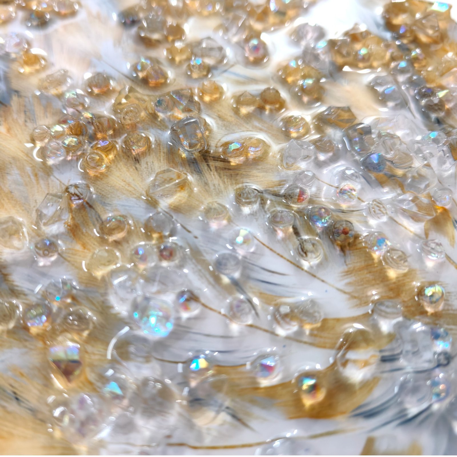 Blue & Gold Paintings Feather Modern Art Frame (30 X 30 cm)