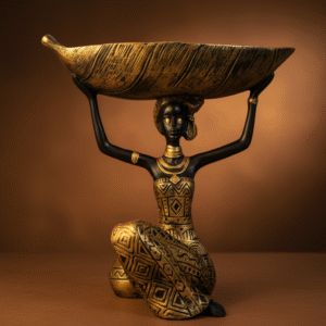 African Lady Showpiece with Utility Basket (9 Inches)