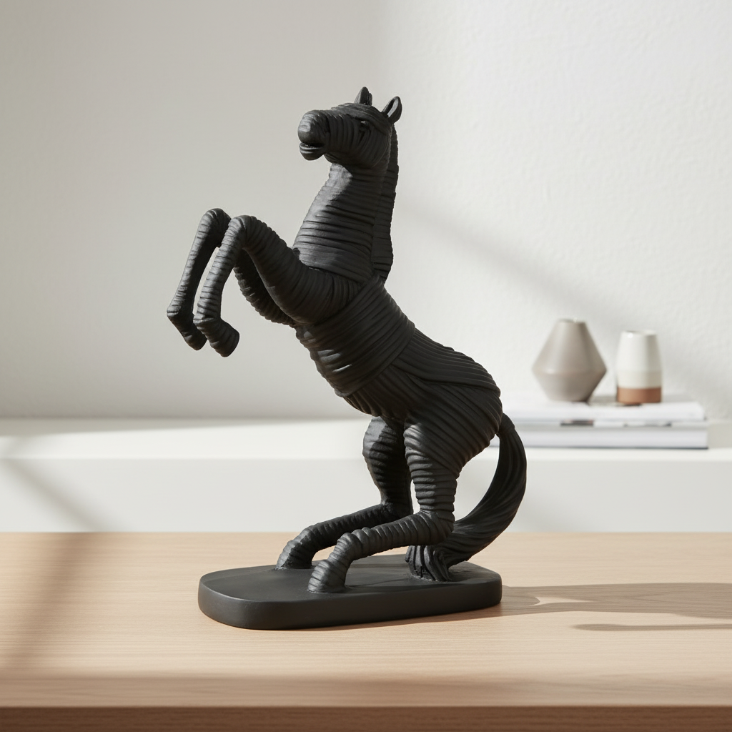 Horse Showpiece Statue (Black, 24 cm)