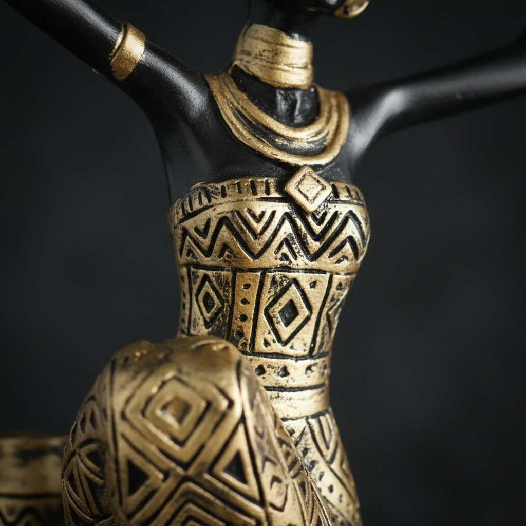 African Lady Showpiece with Utility Basket (9 Inches)