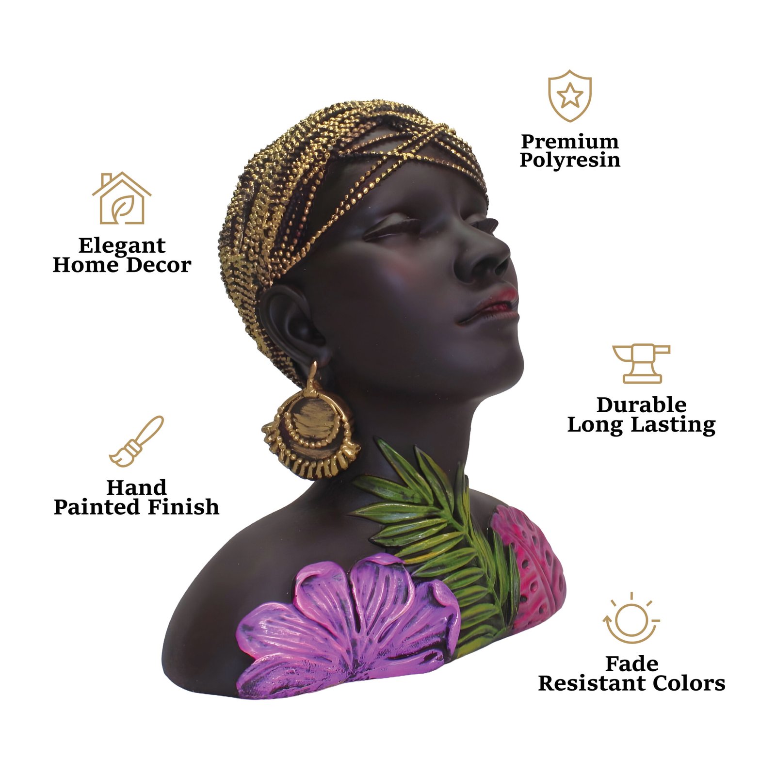 African Lady Bust Statue (20 cm)
