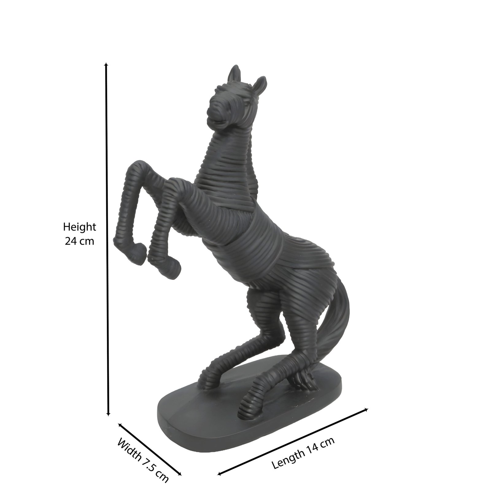 Horse Showpiece Statue (Black, 24 cm)
