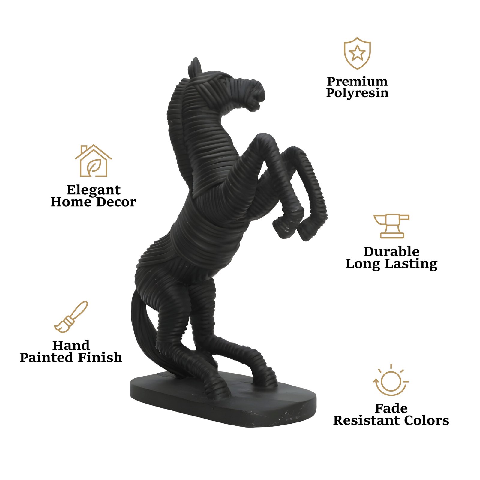 Horse Showpiece Statue (Black, 24 cm)
